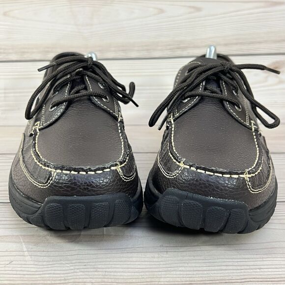 Faded Glory Mens 12 Bown Faux Leather Boat Shoe Kilroy IV Lace-Up Driving Loafer - Picture 2 of 13